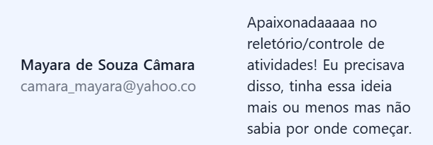 Feedback de Mayara de Souza Câmara